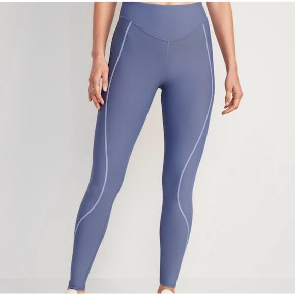 Old Navy Women’s Blue Dusk High Waist Powersoft 7/8 Leggings Sz L Tall - Picture 1 of 11